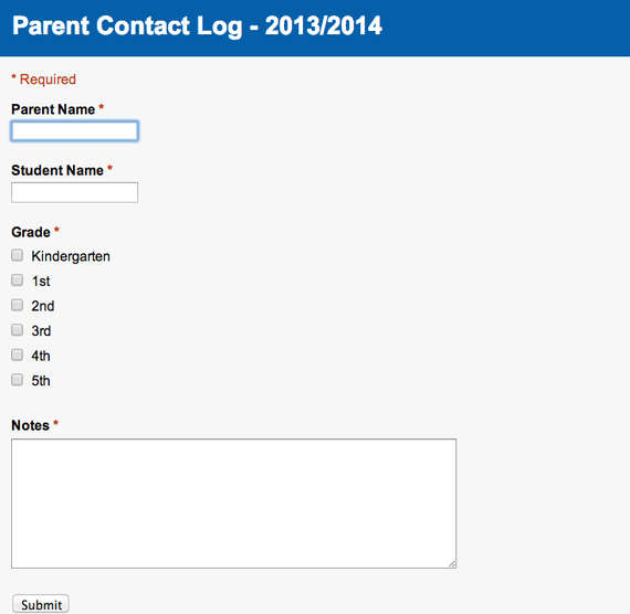 Parent Contact Log